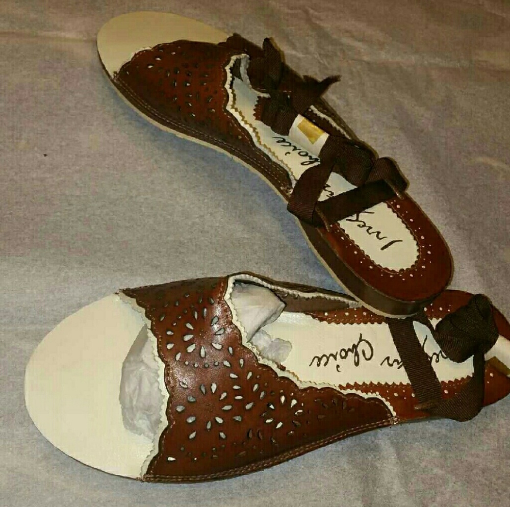 Brown flat lace up Irregular Sandals
